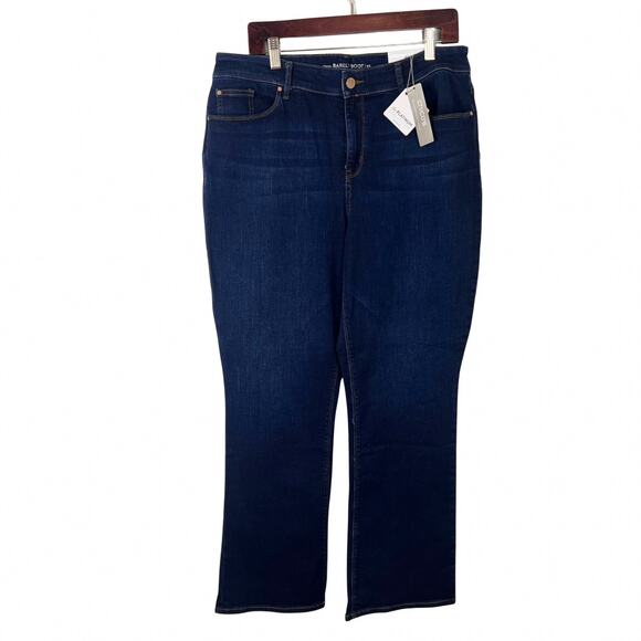 Chico's Denim - Chico’s The Platinum Barely Boot Jeans Dark Wash Mid Rise Stretch Size 12 Short